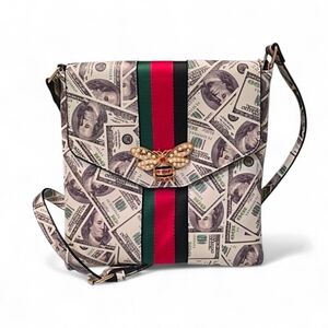 Queen‎ Bee Dollar Bills Styled Crossbody Messenger Bag Soulfina Collection